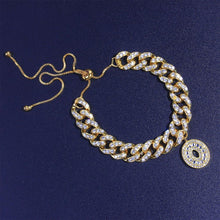 Load image into Gallery viewer, 12mm DIY Gold Layered Initial Cuban Link Chain Iced Out Anklets for Women Cuban Anklet Ankle Bracelet Stainless Steel Jewelry - yonistores