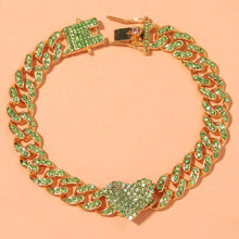 Load image into Gallery viewer, Fashion Hip Hop Crystal Heart-Shaped Anklet for Women Bracelet Men Miami Cuban Link Anklet Chunky Wholesale Foot Chain Iced Out - yonistores