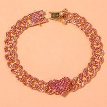 Load image into Gallery viewer, Fashion Hip Hop Crystal Heart-Shaped Anklet for Women Bracelet Men Miami Cuban Link Anklet Chunky Wholesale Foot Chain Iced Out - yonistores