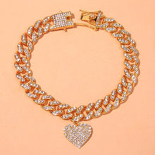 Load image into Gallery viewer, Fashion Hip Hop Crystal Heart-Shaped Anklet for Women Bracelet Men Miami Cuban Link Anklet Chunky Wholesale Foot Chain Iced Out - yonistores